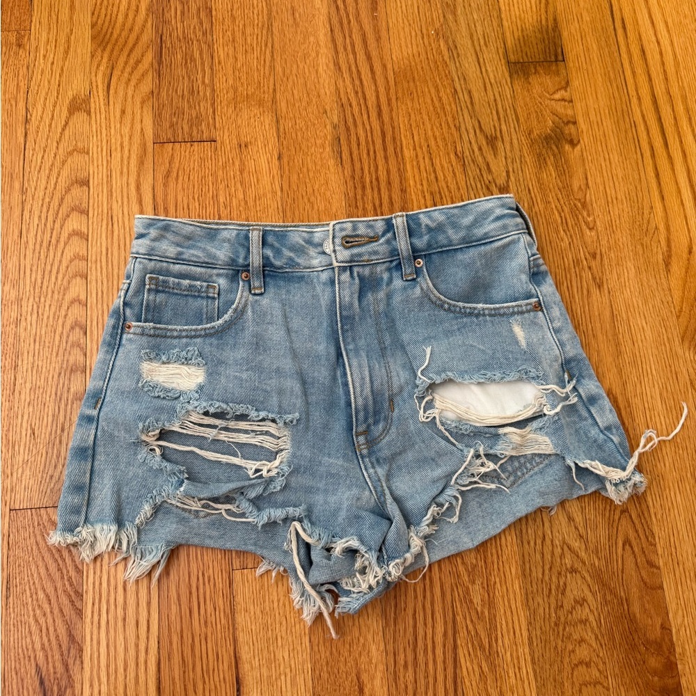 PacSun Blue Jean Shorts High-Waisted Distressed